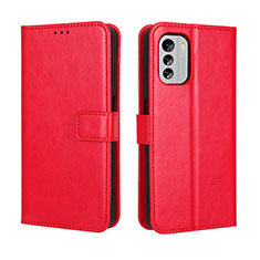 Leather Case Stands Flip Cover Holder BY5 for Nokia G60 5G Red