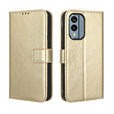 Leather Case Stands Flip Cover Holder BY5 for Nokia X30 5G Gold