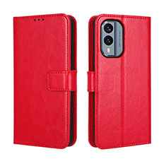 Leather Case Stands Flip Cover Holder BY5 for Nokia X30 5G Red