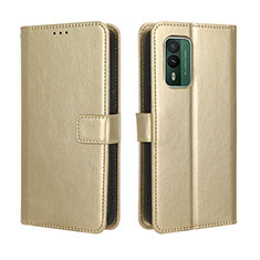 Leather Case Stands Flip Cover Holder BY5 for Nokia XR21 Gold