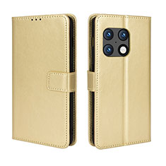 Leather Case Stands Flip Cover Holder BY5 for OnePlus 10 Pro 5G Gold