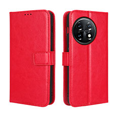 Leather Case Stands Flip Cover Holder BY5 for OnePlus 11 5G Red