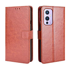 Leather Case Stands Flip Cover Holder BY5 for OnePlus 9 5G Brown
