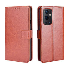 Leather Case Stands Flip Cover Holder BY5 for OnePlus 9 Pro 5G Brown