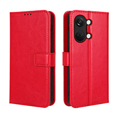 Leather Case Stands Flip Cover Holder BY5 for OnePlus Ace 2V 5G Red