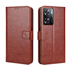 Leather Case Stands Flip Cover Holder BY5 for OnePlus Nord N20 SE Brown