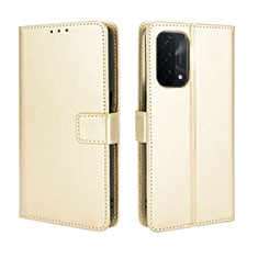 Leather Case Stands Flip Cover Holder BY5 for OnePlus Nord N200 5G Gold