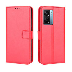 Leather Case Stands Flip Cover Holder BY5 for OnePlus Nord N300 5G Red