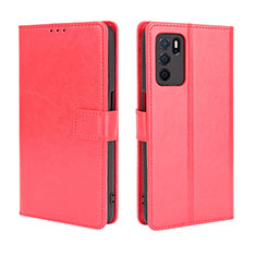 Leather Case Stands Flip Cover Holder BY5 for Oppo A16 Red