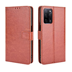 Leather Case Stands Flip Cover Holder BY5 for Oppo A53s 5G Brown