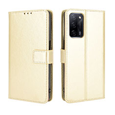 Leather Case Stands Flip Cover Holder BY5 for Oppo A53s 5G Gold