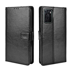Leather Case Stands Flip Cover Holder BY5 for Oppo A55S 5G Black