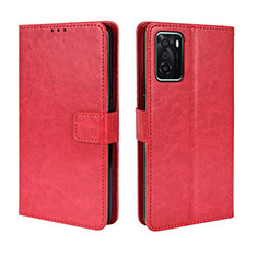 Leather Case Stands Flip Cover Holder BY5 for Oppo A55S 5G Red