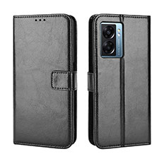 Leather Case Stands Flip Cover Holder BY5 for Oppo A56S 5G Black