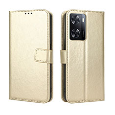 Leather Case Stands Flip Cover Holder BY5 for Oppo A57 4G Gold