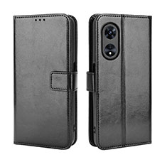 Leather Case Stands Flip Cover Holder BY5 for Oppo A58x 5G Black