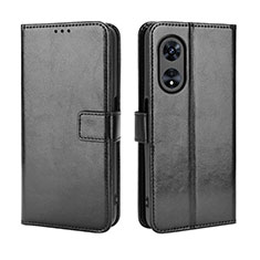 Leather Case Stands Flip Cover Holder BY5 for Oppo A78 5G Black
