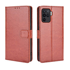 Leather Case Stands Flip Cover Holder BY5 for Oppo A94 4G Brown