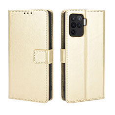 Leather Case Stands Flip Cover Holder BY5 for Oppo A94 4G Gold