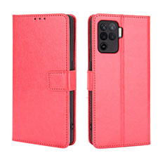 Leather Case Stands Flip Cover Holder BY5 for Oppo A94 4G Red