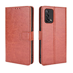 Leather Case Stands Flip Cover Holder BY5 for Oppo A95 4G Brown