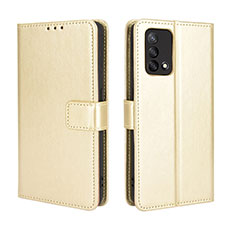 Leather Case Stands Flip Cover Holder BY5 for Oppo A95 4G Gold
