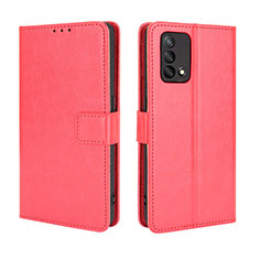 Leather Case Stands Flip Cover Holder BY5 for Oppo A95 4G Red
