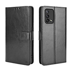 Leather Case Stands Flip Cover Holder BY5 for Oppo F19 Black