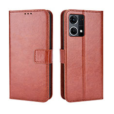 Leather Case Stands Flip Cover Holder BY5 for Oppo F21s Pro 4G Brown