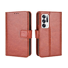 Leather Case Stands Flip Cover Holder BY5 for Oppo Find N 5G Brown