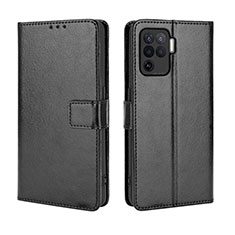 Leather Case Stands Flip Cover Holder BY5 for Oppo Reno5 F Black