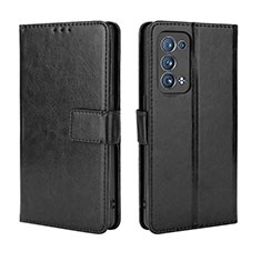 Leather Case Stands Flip Cover Holder BY5 for Oppo Reno6 Pro 5G Black