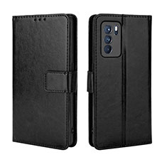 Leather Case Stands Flip Cover Holder BY5 for Oppo Reno6 Pro 5G India Black