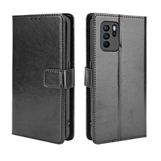 Leather Case Stands Flip Cover Holder BY5 for Oppo Reno6 Z 5G Black