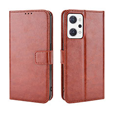 Leather Case Stands Flip Cover Holder BY5 for Oppo Reno7 A Brown