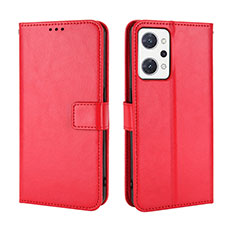 Leather Case Stands Flip Cover Holder BY5 for Oppo Reno7 A Red
