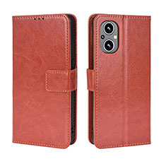 Leather Case Stands Flip Cover Holder BY5 for Oppo Reno7 Lite 5G Brown
