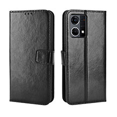Leather Case Stands Flip Cover Holder BY5 for Oppo Reno8 4G Black