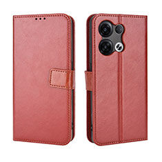 Leather Case Stands Flip Cover Holder BY5 for Oppo Reno8 5G Brown