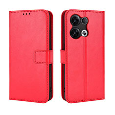 Leather Case Stands Flip Cover Holder BY5 for Oppo Reno8 Pro 5G Red