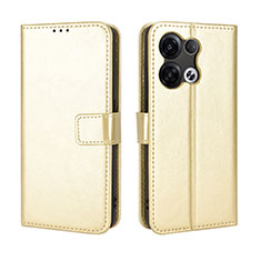 Leather Case Stands Flip Cover Holder BY5 for Oppo Reno8 Pro+ Plus 5G Gold