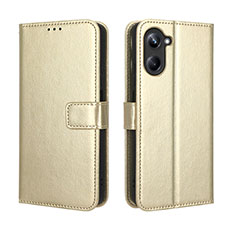 Leather Case Stands Flip Cover Holder BY5 for Realme 10 4G Gold