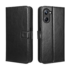 Leather Case Stands Flip Cover Holder BY5 for Realme 10 Pro 5G Black