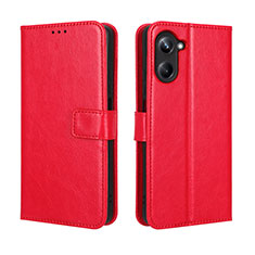 Leather Case Stands Flip Cover Holder BY5 for Realme 10 Pro 5G Red
