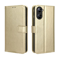Leather Case Stands Flip Cover Holder BY5 for Realme 10S 5G Gold