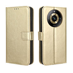 Leather Case Stands Flip Cover Holder BY5 for Realme 11 Pro 5G Gold