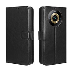 Leather Case Stands Flip Cover Holder BY5 for Realme 11 Pro+ Plus 5G Black