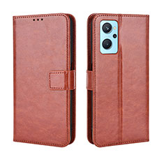 Leather Case Stands Flip Cover Holder BY5 for Realme 9i 4G Brown