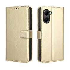 Leather Case Stands Flip Cover Holder BY5 for Realme C33 (2023) Gold