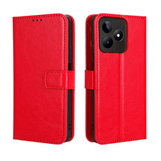 Leather Case Stands Flip Cover Holder BY5 for Realme C51 Red